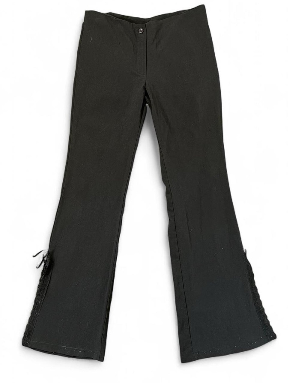 Black Flared Pants with Side Lace Detail